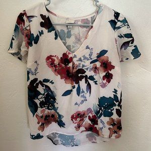 White Floral Shirt Blouse